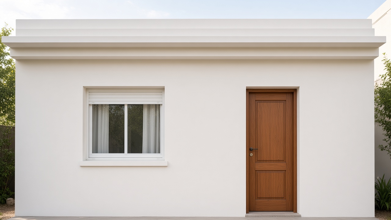 Fachada exterior con revoque claro